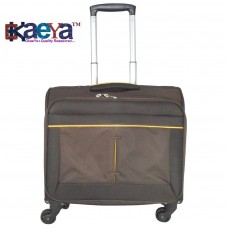OkaeYa 16 inch 4 wheel Trolley Cabin Bag- Exclusive Pilot Bag Shape-Brown